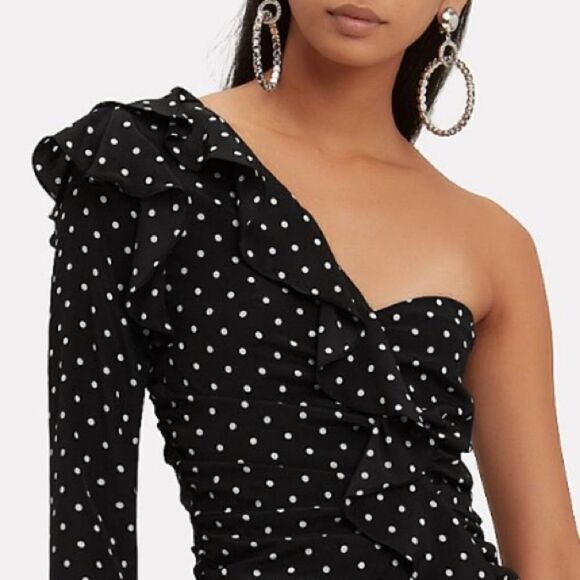 NWT Veronica Beard Leona Dress Black/Red
Polka Dot One Shoulder Ruffle Size 2 - Picture 2 of 16